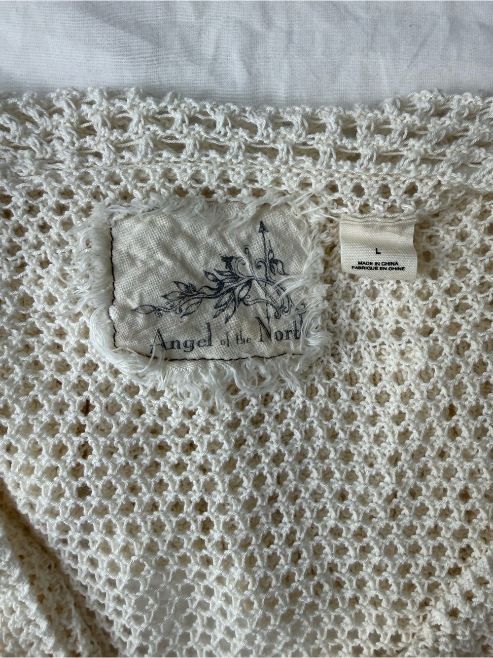 Anthropologie Angel of the North Cream Crochet Ruffle Top Size Large - Picture 8 of 11